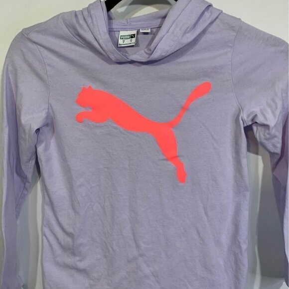 PUMA Pastel Purple Long Sleeve Hooded T-shirt. Girls Size 8. New Condition. - Picture 2 of 6